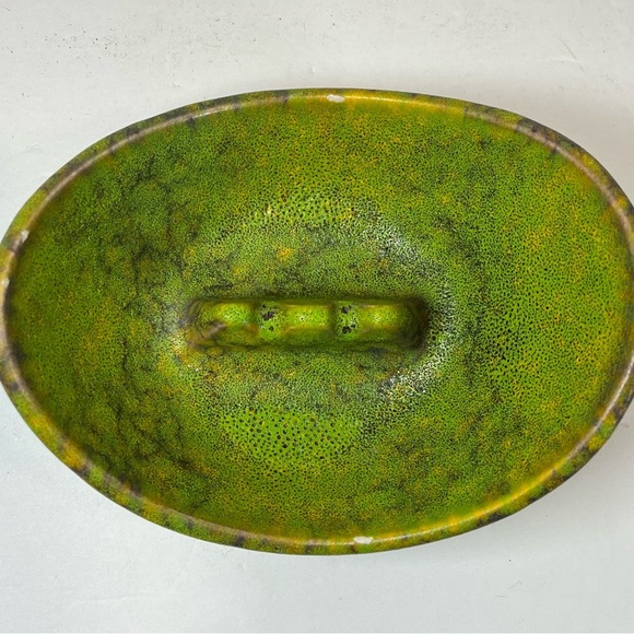 Vtg Royal Haegar Lemon Peel Lava Glaze MCM Green Ashtray Retro Rare 5.5”x4.5” - Picture 8 of 8